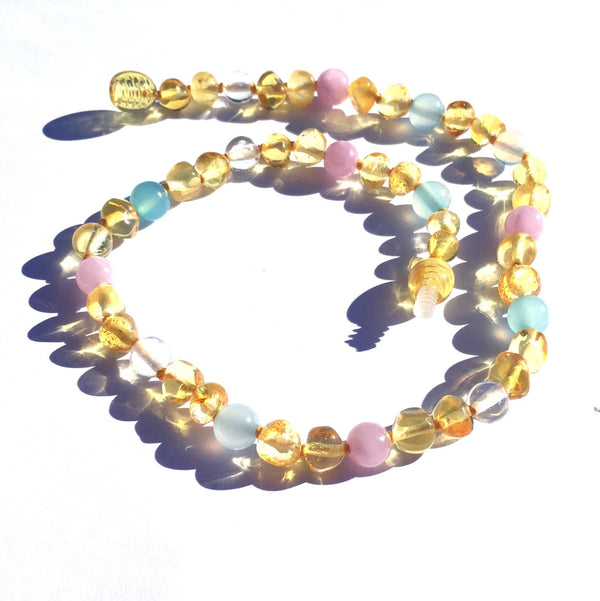 Amber & Gemstone Necklaces - Wild Lemon 12"