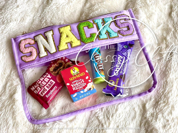 Chenille Letter Clear Pouch - SNACKS ETA JUN 30