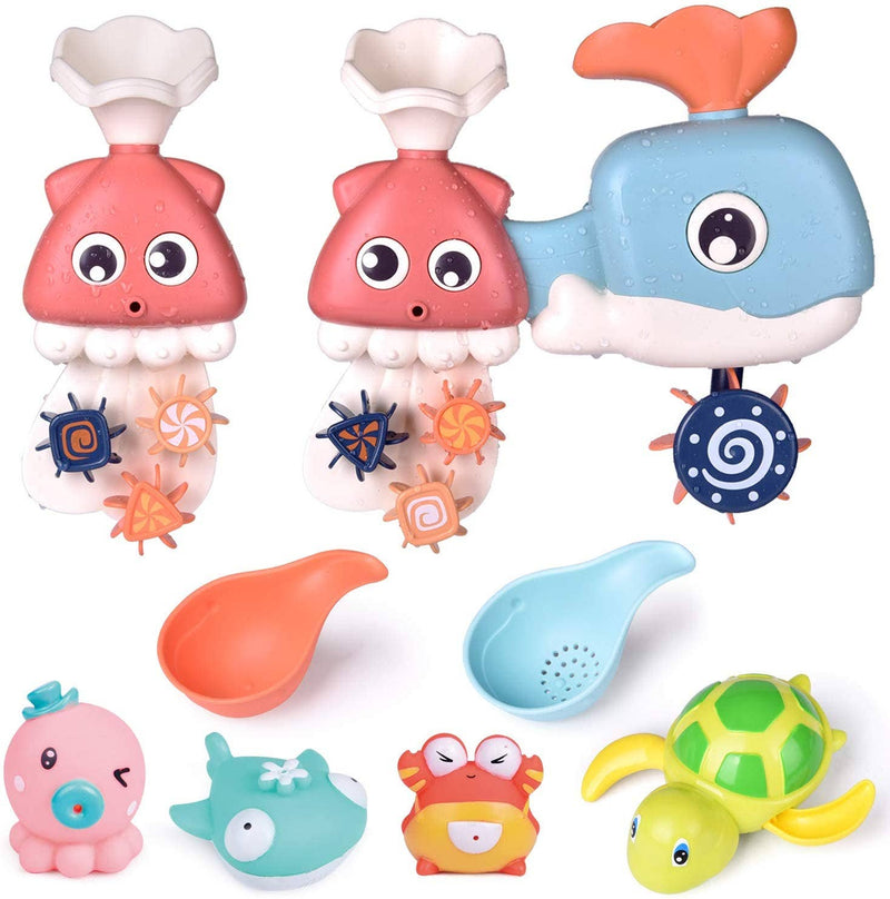 8 PCs Bath Toys for Toddler with Cute Animal Characters