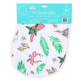 Little Hometown Florida Baby floral burp and bib combo with colorful flower pattern, soft fabric, and practical design.