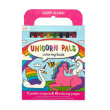 Carry Along Crayons and Unicorn Pals Coloring Book kit by OOLY featuring colorful crayons and a fun unicorn-themed coloring book.